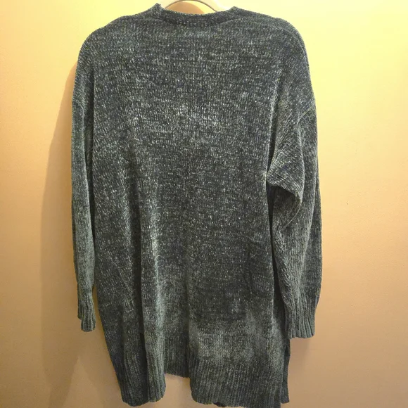 Ava & Viv Plus Size Open Front Cardigan Dark Emerald Green Chenille Size 1X - Picture 5 of 7